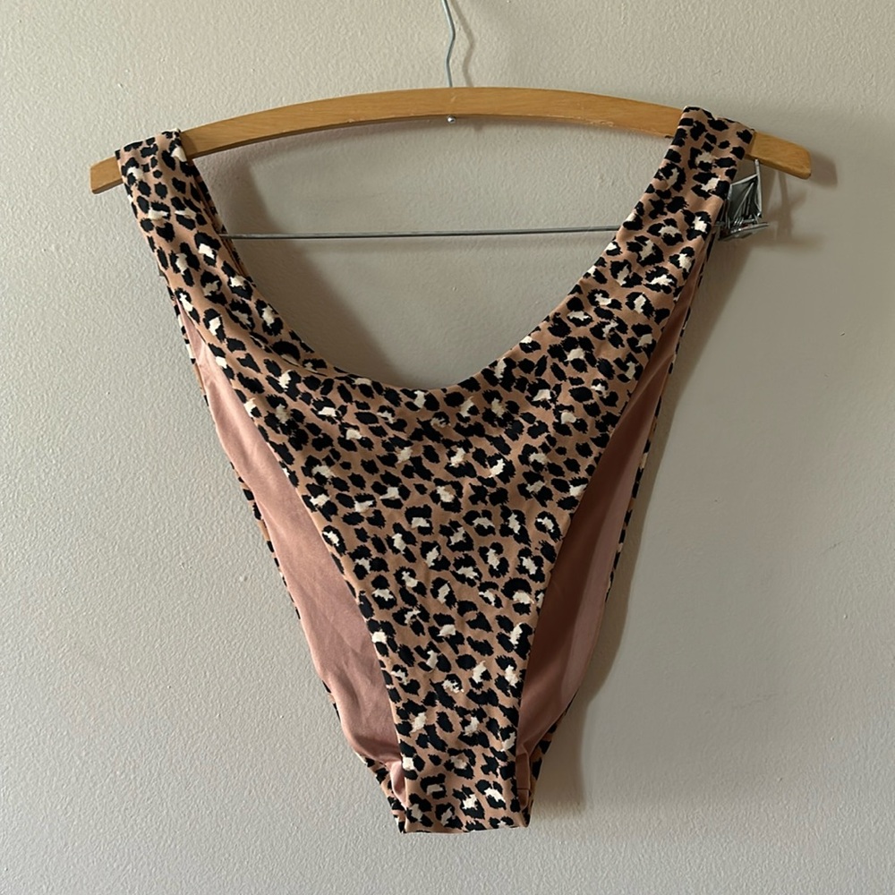 AERIE Super High Cut Cheekiest Bikini Bottom Cheetah Leopard Print XXL